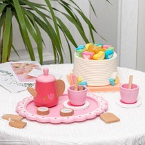 New ins childrens kitchen simulation wooden cake tea set set house toys boys and girls 3-6 birthday