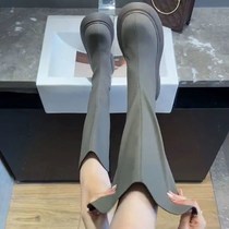 Long Bucket Boots Children Round Head Grey High Cylinder Boots Children Knight Boots Slim Boots Slim Boots 2021 New Autumn And Winter Thick no