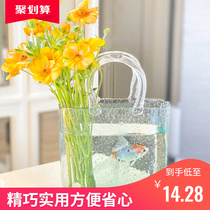 Handbag Fish Tank Nordic Transparent Mesh Red Creative Bubble Wrap Inserts Vase Small Glass Living Room Art Pendulum
