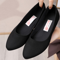 Old Beijing cloth shoes womens new fashion soft bottom flat single shoes shallow work shoes not tired feet female black dance shoes