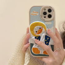 Solid Crooked Duck applies Apple 13 mobile phone shell iPhone13Pro full package lens 12Pro max cartoon cute girl subsection 11 silicone anti-fall soft Japan-ROK tidal card net red protection