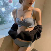New items lingerie female summer small breasts gather non-slip thin and sexy no steel ring bra obliterted bra without shoulder strap bra suit