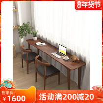 Nordic all solid wood desk long table by the window and the Wall narrow table writing desk designer double office computer desk