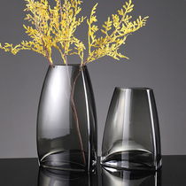 Vase Mesh Red Flowers Bottle Light Lavish Nordic Glass Triangle Mouth Floral Livingroom Flowers Flower Arrangement Bottled Ornament Pendulum