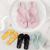 2020 New Flat Heel Clip Toe herringbone Flowers Massage Bottom Pure Color Sandals Women Seaside Beach Clips womens shoes