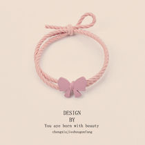 Minimalist student Butterfly knot small leather gluten sending boyfriend couple Pischon girls girlfriends bracelet womens head rope hair ring