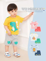 Baby clothes cartoon short sleeve shorts suit summer dress young boys and girls outgoing to two pieces of Y6892