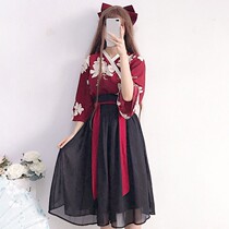 Ancient clothing womens martial arts spring and summer teenage girl flowers interred with gusto and Han elements handed in Chinese wind half-body dress