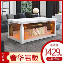 Rectangular rock slab electric heater electric heating table household heating electric heating tea table intelligent lifting electric heating table tea table