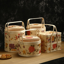 Mid-Autumn Festival mooncake gift box packing box of fruit zongzi moon cake packing box hand empty box bamboo basket picnic basket custom