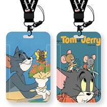 Student Card Set Campus Rice Card With Lanyard Lanyard Slide Plastic hard case Bestcard Cat and Mouse Tom Jerry