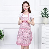 Apron woman Kitchen Cute Fashion Hood clothes to work and cooking double shoulder lace with small and broken flowers to look good