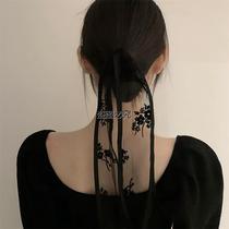 Super Meme Lace Fairy butterfly knot hair with headscarf spring summer scarf silk scarf tie hair zhah Han version 100 hitch female tide