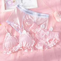 New ice-wire lovers underwear for three sets lovers with bra bra lingerie suit cute point lovers panties