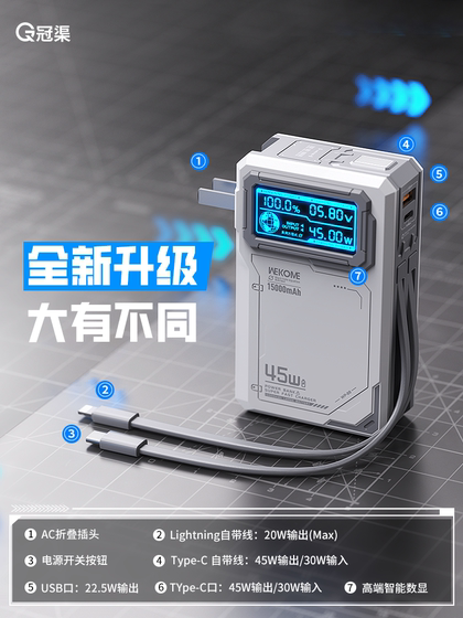 Power Bank는 Cable Small Portable 15000ma 대용량 Apple 16Pro Samsung Xiaomi Laptop에 적합한 Sup Fast Congeing과 함께 플러그 45W와 함께 제공됩니다. Power Bank는 Cable Small Portable 15000ma 대용량 Apple 16Pro Samsung Xiaomi Laptop에 적합한 Sup Fast Congeing과 함께 플러그 45W와 함께 제공됩니다.