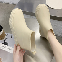 Back Force Day Series Plus Suede Fashion Rain Shoes Woman Short Drum Warm Rain Boots Water Shoes Low Help Water Boots Non-slip Car Wash Kitchen Shoes