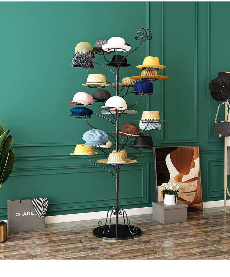 服装店太阳帽收纳货架落地帽架母婴店多层帽子挂架展示架帽托移动