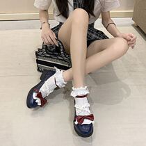 Autumn Winter White Snowy Ski Lolita Small Leather Shoes Woman Loretta Soft Girl Shoes Round Head Jk Uniform Shoes Butterfly Knot Single Shoes