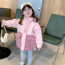 Girl Jacket 2021 Winter Dress New Fashion Clip Cotton Thickened Collage childrens baby Warm Jacket