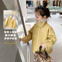Girl Jacket 2021 Winter New Ocean Gas 100 Hitch Cashmere Collar Leather Clothing Children Baby Thickened Blouses