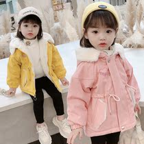 Girl Thick Coat Winter Clothing 2021 New Fashion Trends Plus Suede Thickened Cap Cotton Jersey Child Baby Blouse