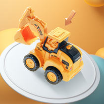 Small digging machine toy car boy child pressing excavator toy back force 1-2 year old car digger engineering car
