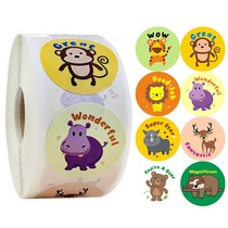 500 Rolls Small Animal Reward Stickers 1 Inch Cute Encouragement Stickers Children Students Cartoon Toys