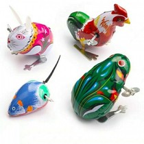 80 Back Nostalgia Frog Clockwork Toy Iron Sheet Small Frog Small Animal Jumping Frog Rabbit Rooster Mouse