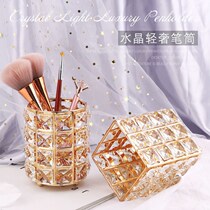 Glass Pen Holder Small Crowddecorative Makeup Brush Barrel Dormitory Tabletop Pendulum art pen holder transparent and creative glass pen holder