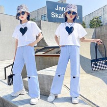 Girl Han Fan Chaughan suit girls summer clothing suit 2022 new Korean version of the Korean Ocean Gas Trendy Girls Great Children children