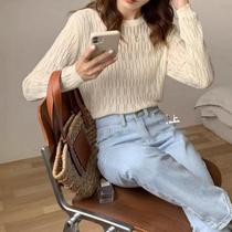 Lele clothing 2021 Autumn New hollow round neck long sleeve sweater