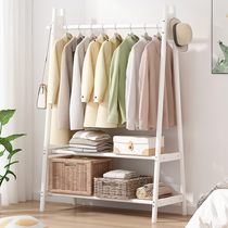 Solid wood clothes hanger floor bedroom hanging clothes hanger Home clothes rack Living room clothes hanger Sub-room upright containing clothes rack