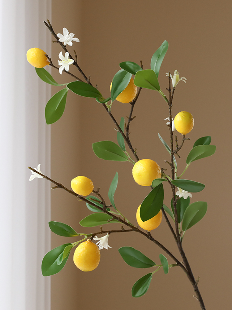 Artificial Flower Lemon Fruit Branch Fake Flower Long Branch Home Living Room Table Decorations Clothing Store Sample Room Decoration Decoration