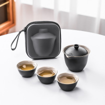 Portable Travel Tea Set Kung Fu Tea Outdoor Tea Cup Carrying Bag Set Simple Teapot Travel Bag Ceramic Teapot
