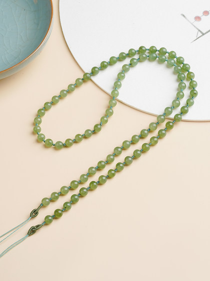 6mm 자연 Hetian jade jade round bead chain S925 실버 싱글 및 더블 이어 koi 자물쇠 나침반 펜던트 끈 새 모델 6mm 자연 Hetian jade jade round bead chain S925 실버 싱글 및 더블 이어 koi 자물쇠 나침반 펜던트 끈 새 모델