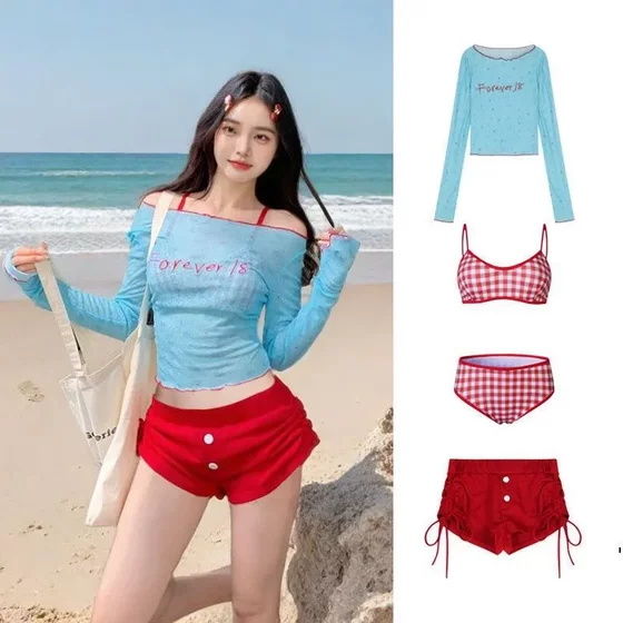 Japanese and Korean one-shoulder embroidered long-sleeved swimsuit female hot girl niche blue short sunscreen blouse bikini
Japanese and Korean one-shoulder embroidered long-sleeved swimsuit female hot girl niche blue short sunscreen blouse bikini