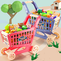 Childrens Shopping Cart Toy Girls Kitchen Supermarket Girls Cut Fruits Small Trolley Baby Play House