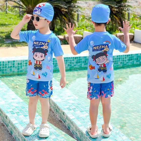 Children's Nezha swimsuit boy split quick-drying short-sleeved swimming suit boy baby summer sun protection swimsuit
Children's Nezha swimsuit boy split quick-drying short-sleeved swimming suit boy baby summer sun protection swimsuit