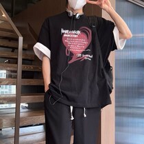 Echo Small Orange Wear Hitch Recommended Loose Tide Design Personality Neutral Wind summer Men and women Identical Short Sleeves T1