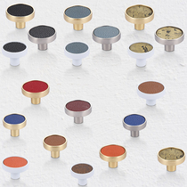 Wardrobe Single Hole Small Handle Round Leather Drawer Cabinet Handle Modern Minima Retro Eurostyle Pull Button