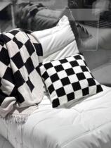 Pillow sofa with pillow board in living room cushion black and white embroidery design style of modern minimal embroidery