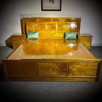 Golden Silk Nanmu Wood Bunk Bunk Bunk Beds Small Leaves SOLID WOOD DOUBLE MAN BED RACK BED WITH CHINESE MASTER BEDROOM FURNITURE BRIEF WEDDING BED