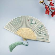 Guka small fan ancient style folding Chinese style summer portable ancient Hanfu flag folding bamboo gardenia dance