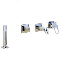 Suitable for Jiumu basin into the wall type faucet hot and cold switch washbasin pull-out faucet three or four pieces set