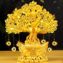 Yellow Crystal Hair Treasure Tree Swing home Living room Merchants Feng Shui Shake Money Tree Wine Cabinet Adornment Creative Opening Gift