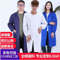 Autumn and winter cotton thickened blue white coat dustproof warehouse cotton experiment anti-static long sleeve moving suit jacket workshop
