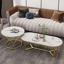 Nordic Home Light Lavish Style Net Red New Living Room Small Family Style Modern Sofa Oval Rockboard Tea Table Combinations