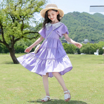 Girls Dress Short Sleeve Summer 2022 New Fashionable Western Style Big Kids Summer Girls Princess Skirts