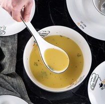 Japanese ceramic spoon long handle household tablespoon with large tablespoon scoop porridge spoon tableware eaten pulled-on spoon