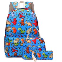 dinosaur schoolbag elementary school children's backpack cross-border cartoon kindergarten backpack three-piece school bag